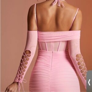 Oh Polly Pink lace up corset dress